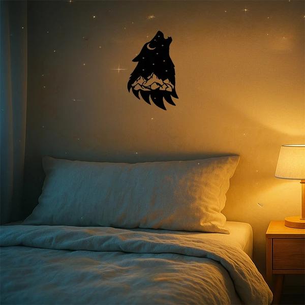 Arte de Pared Metálico Lobo Gótico que Aúlla - Decoración Oscura para Salón, Dormitorio o Oficina (Regalo Navidad Halloween) — imagen 4