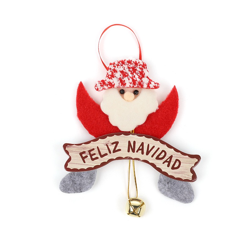New Christmas Pendant Cute Cartoon Santa Claus Elk Decoration Christmas Tree Bell Pendant — image 1