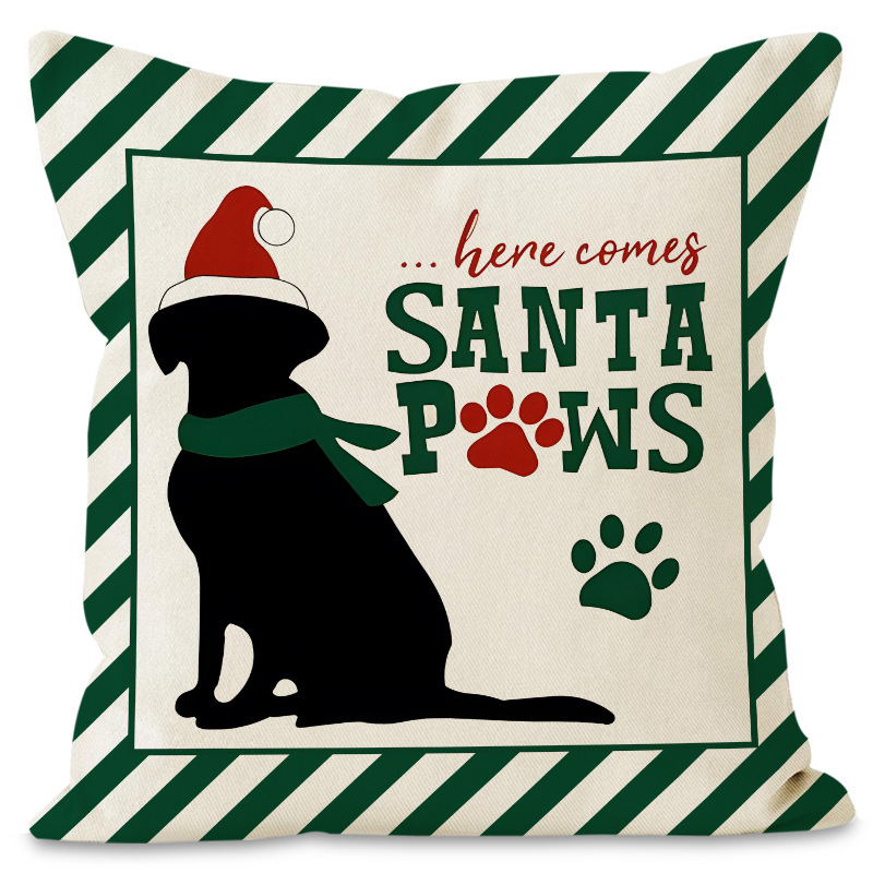 Christmas striped pillow cover linen black cat print pillowcase home holiday decoration cushion cover — image 7
