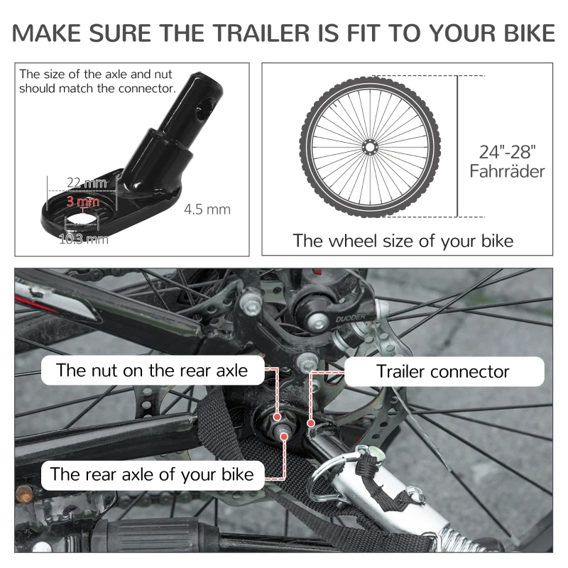 Remolque de Bicicleta y Cochecito Transportador 2 en 1 para Perros Grandes con Enganche, Ruedas de Liberación Rápida, Soporte para Pies, Carrito Vagón de Carga para Mascotas, Ideal para Viajes, Azul — imagen 5