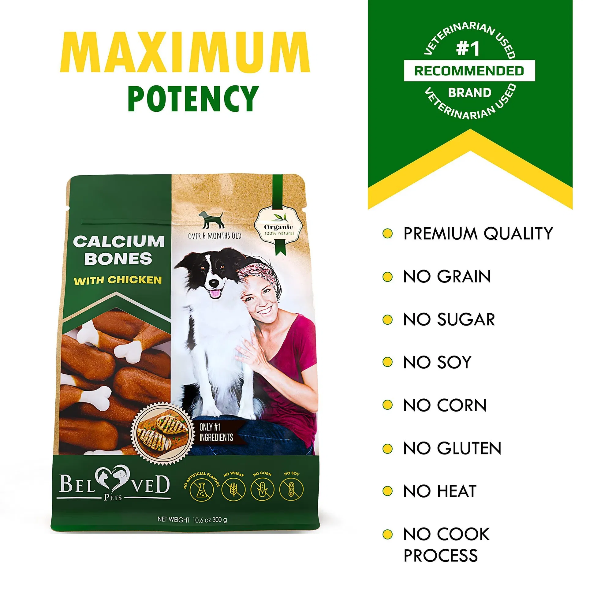 Ositos de Calcio Envueltos en Pollo y Sin Hidratas para Perros Sanos, Snacks Secos Orgánicos y Libres de Granos para Entrenamiento de Cachorros Grandes y Pequeños — imagen 2