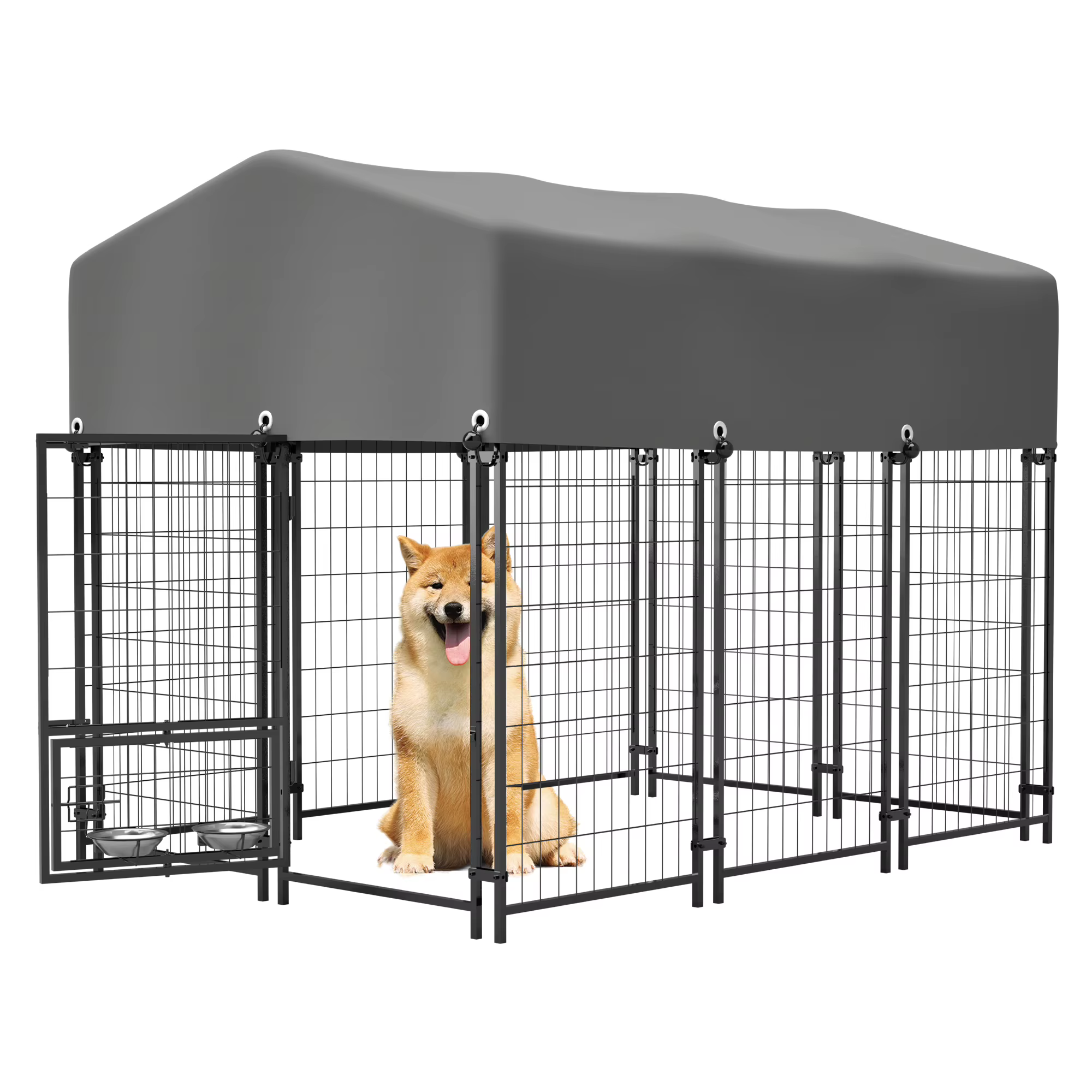 Cubo de Jaula Metálica Pesada con Cierre Doble y Alimentador Rotativo para Perros Impermeable UV — imagen 1