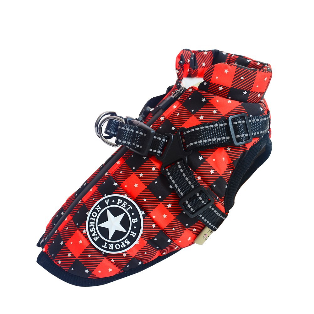 Autumn And Winter Pet Clothes Red Christmas Dog Cotton Clothes Reflective Warmth Small And Medium-Sized Dog Coat Clothing — image 6