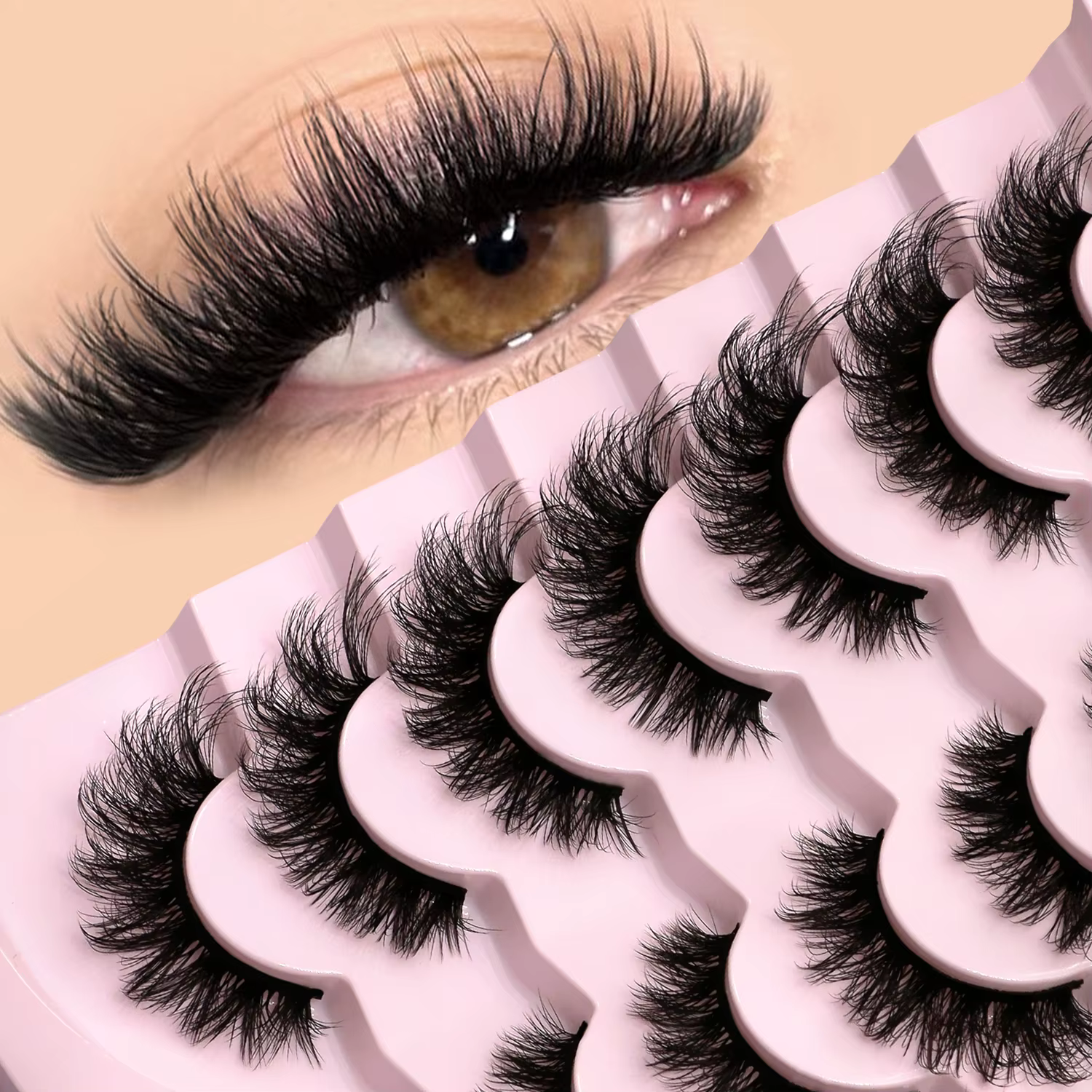 GROINNEYA False Eyelashes 3D Mink Lashes Cat Eyelashes Fluffy Wispy Volume Lashes Fake EyeLashes Natural Lashes Strips Makeup — image 1