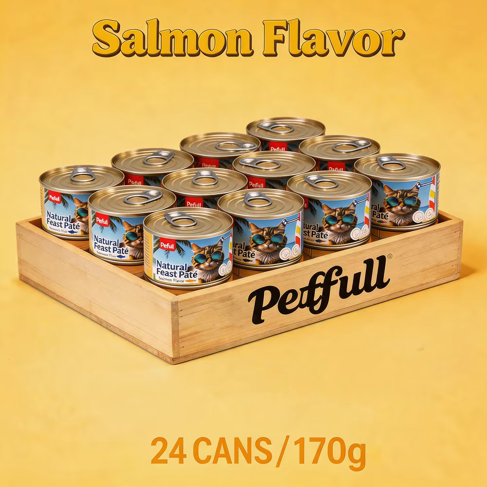 Comida enlatada para mascotas de Petfull - 170g x 24 latas, sabor salmón, pollo, atún y carne de ternera para gatos y perros — imagen 6