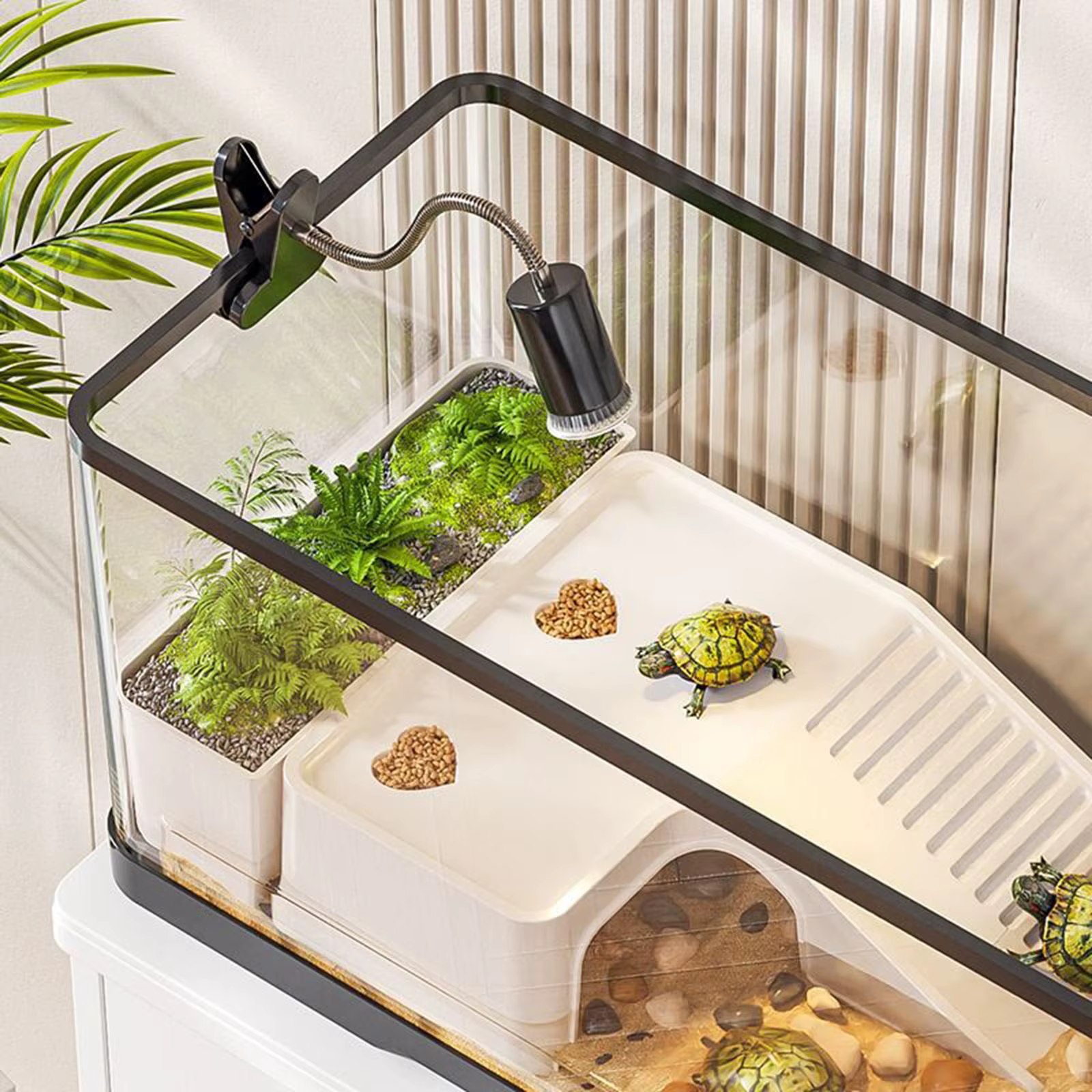 Reptile Tank with Cover Habitat for Turtle Frog Bearded Dragon Small Pets 20 Gallon Glass Terrarium with Ventilation — image 3