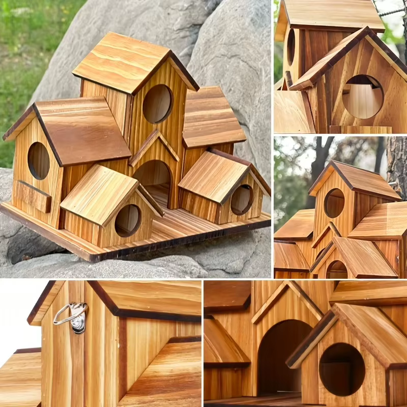 Casas de Pájaros Casa Grande para Jardín Patio Trasero Decoración Manual para Mirlos, Zorzales y Cardenales Azules — imagen 3