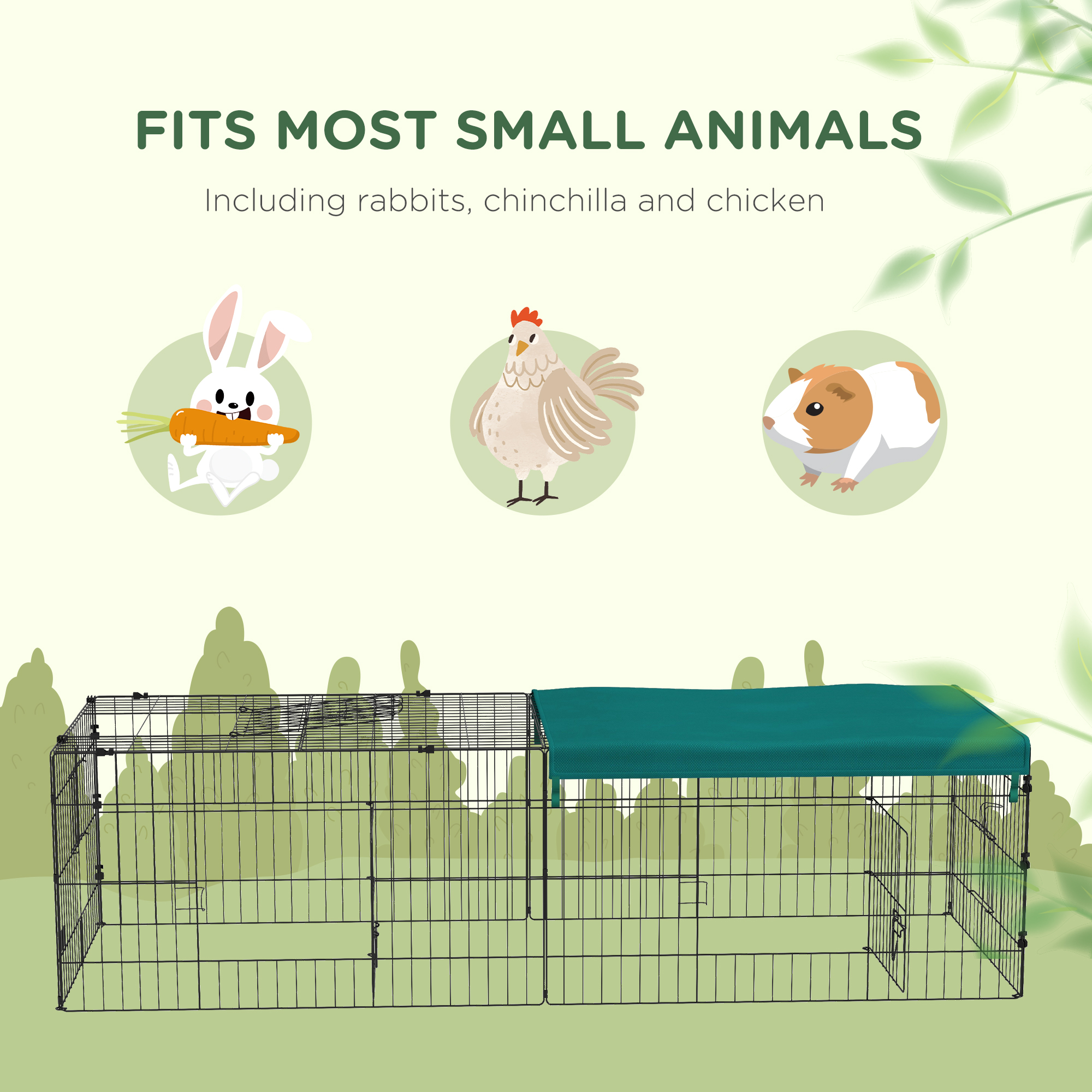 73" Small Animal Playpen with Roof for Rabbits, Chicken, Chinchillas for Indoor/Outdoor Use, Green — image 5