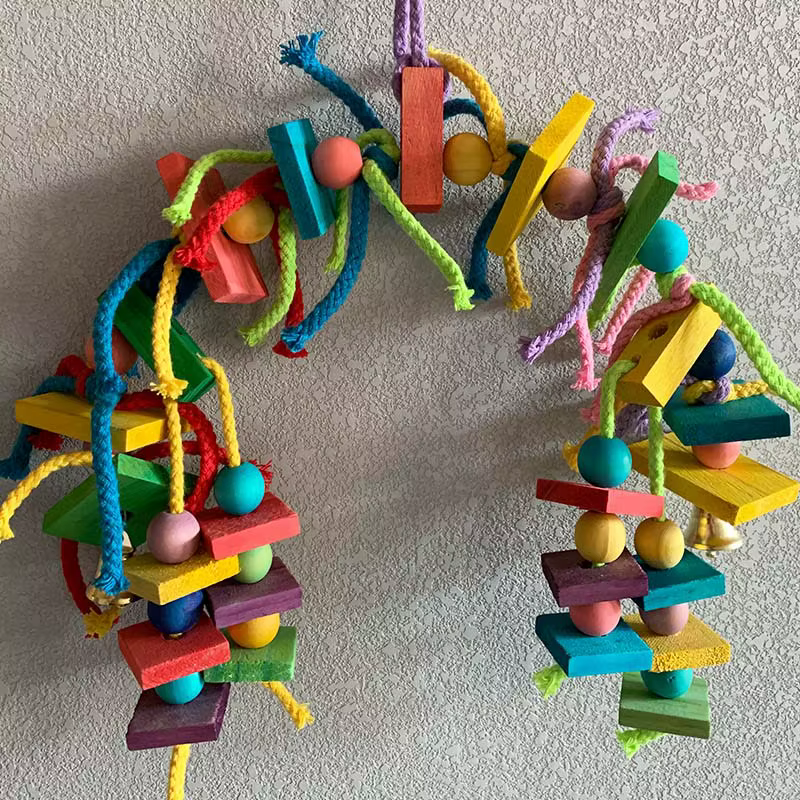 Bird Toy Parrot Colorful Wooden Chewing Toy — image 1