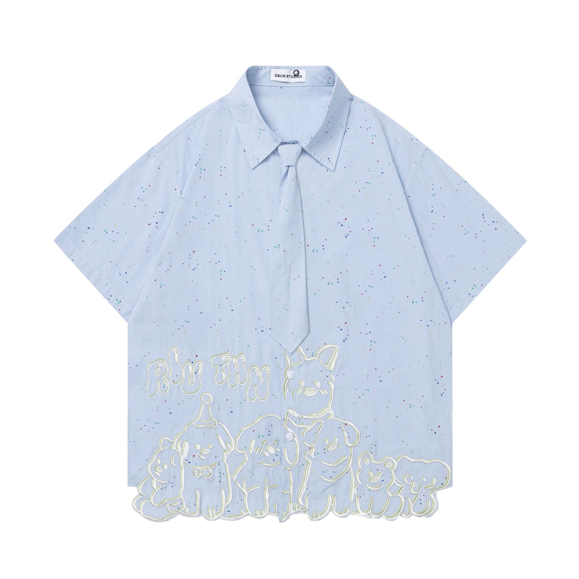 Small dog embroidery color dot short sleeved shirt — image 4