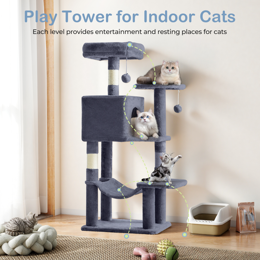 Torre para Gatos de Alto Rendimiento: Arbol Climático con Postes de Escarbar de Sisal Natural — imagen 29