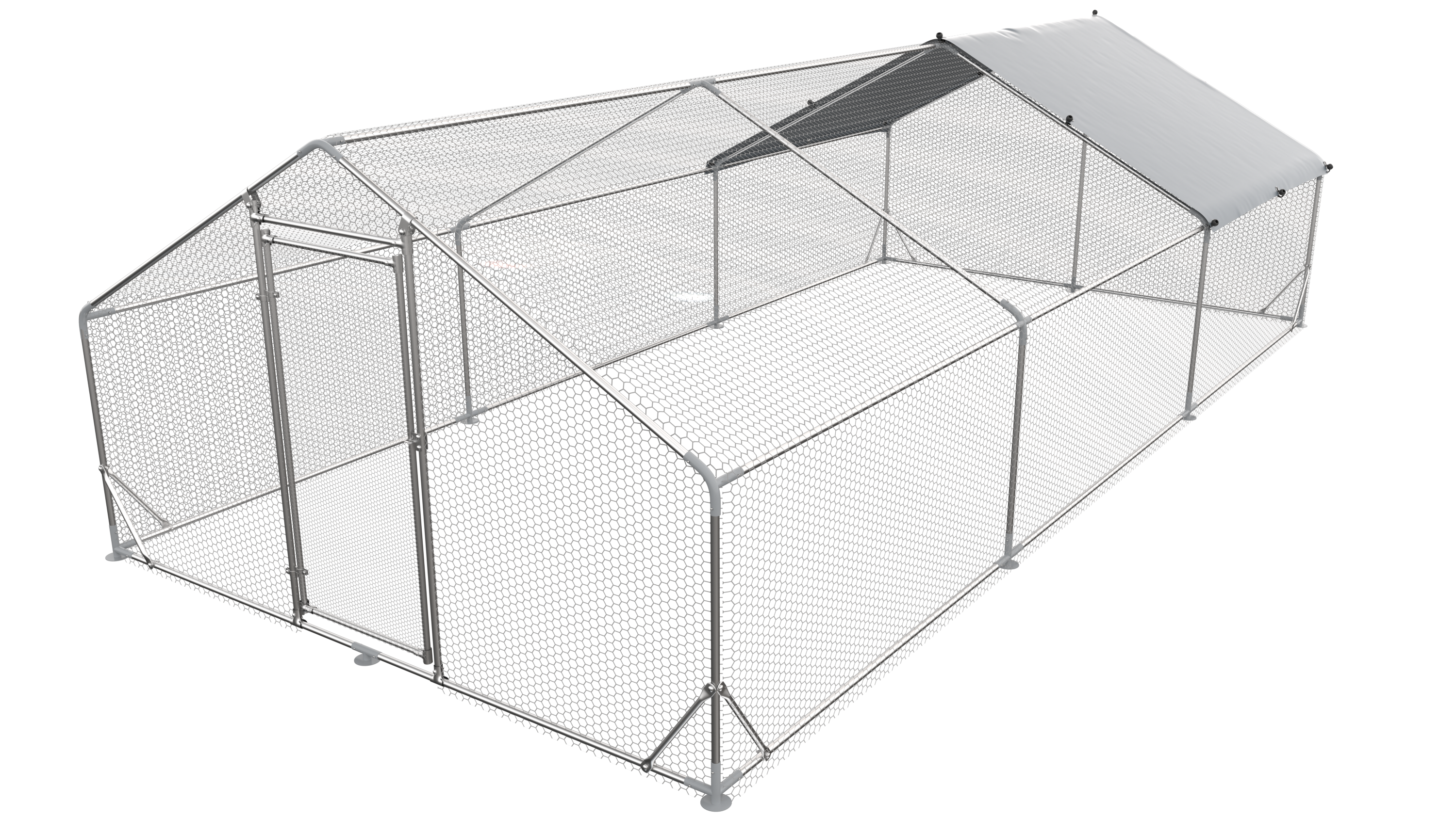 Large Metal Chicken Coop Walk-in Poultry Cage Hen Run House Rabbits Habitat Cage Spire Shaped Coop With Waterproof And Anti-Ultraviolet Cover 19.5L X 9.7'W X 6.4 H — image 1