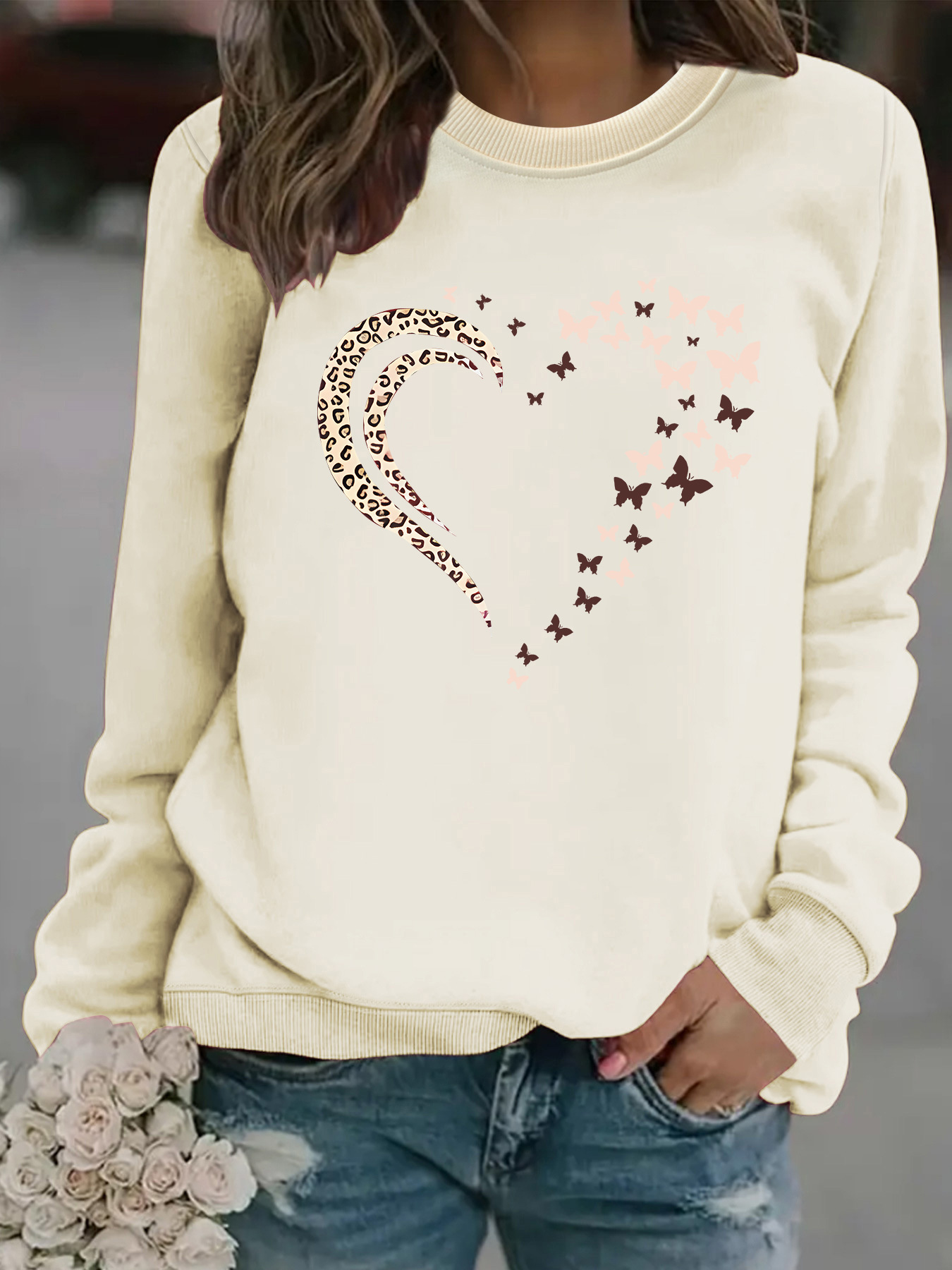 Butterfly print hoodie round neck hoodie — image 12