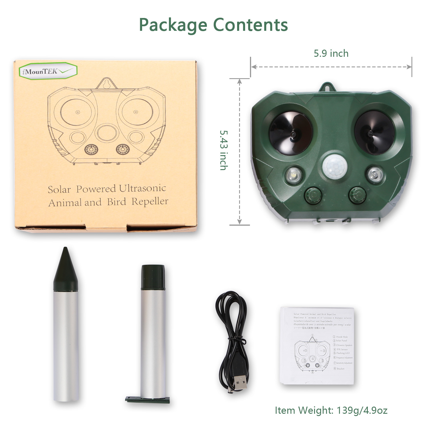 Repelente Ultrasonico para Animales con Sensor de Movimiento y Luces LED Intermitentes Solar - Impermeable IPX6 para Jardín, Granja o Patio Exterior — imagen 9
