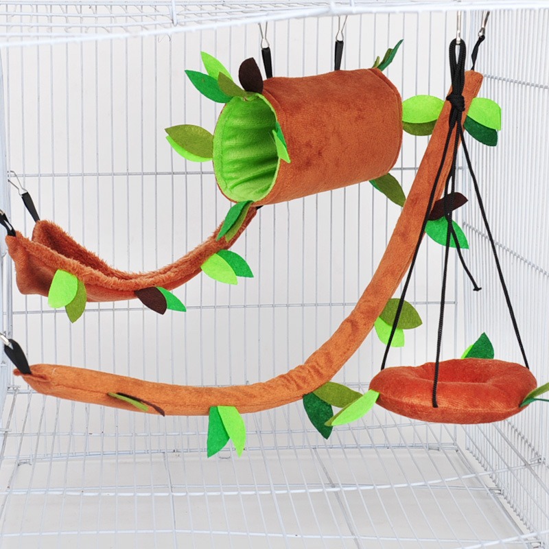 Hamaca para Hámster de Plush Completa de 5 Piezas con Tubo de Cables y Suelo Redondo — imagen 1