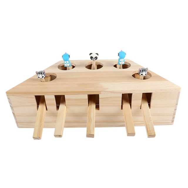 Juguete Interactivo de Madera Sólida para Gatos con Cinco Agujeros y Hoyo de Ratón — imagen 7
