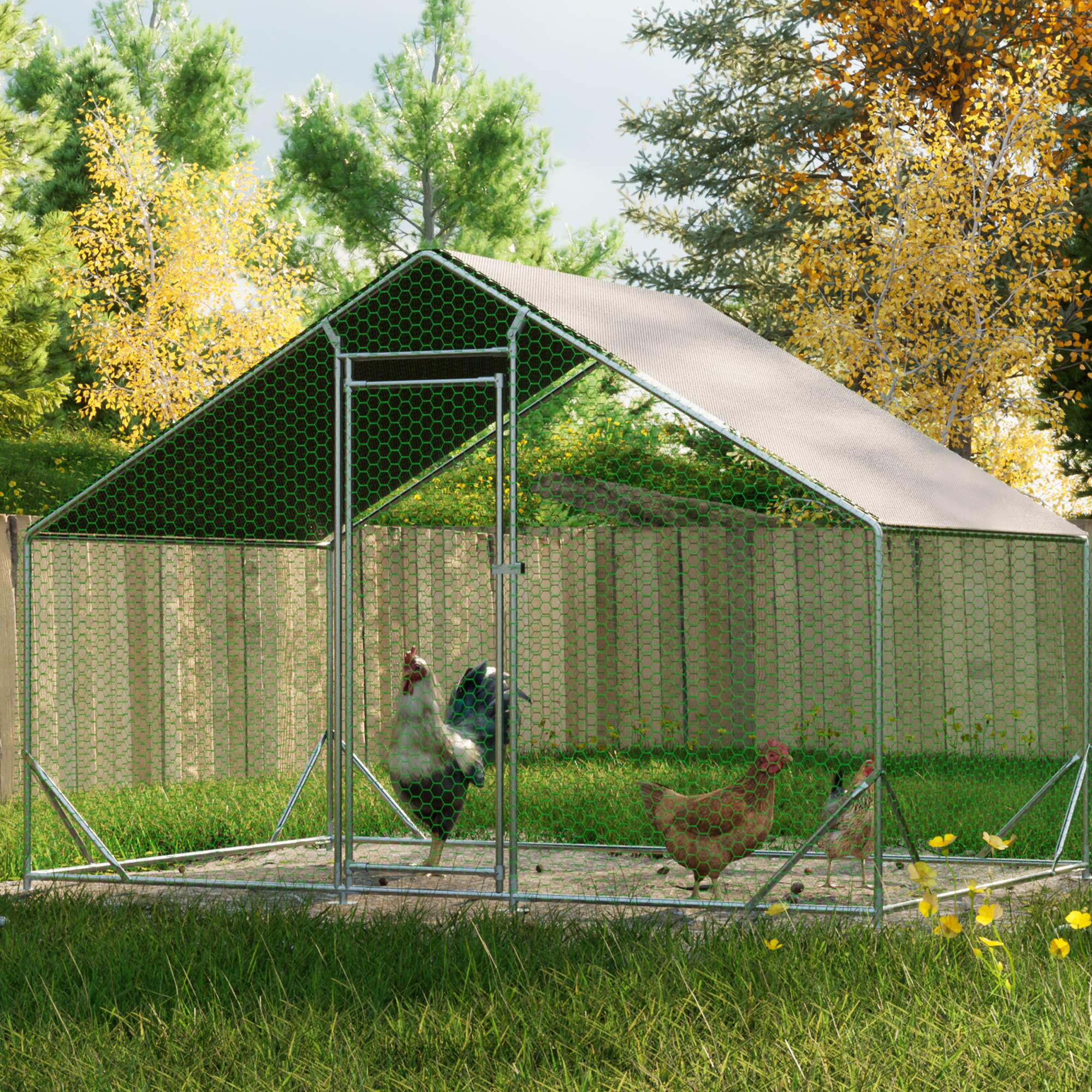 Large Metal Chicken Coop, Walk-in Chicken Run, Galvanized Wire Poultry Chicken Hen Pen Cage, Rabbits Duck Cages With Waterproof And Anti-Ultraviolet Cover For Outside — image 13