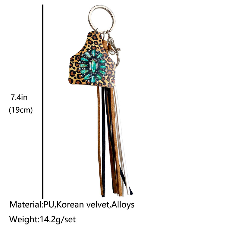 Western Cowboy Loss Prevention Device Aztec Bullhead Bull Brand Leather Keychain Leather Tassel Popular Pendant — image 12