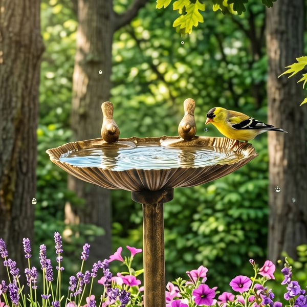 Antique Bronze Resin Bird Bath With Shell Edge & 1.4W Solar Fountain — image 8
