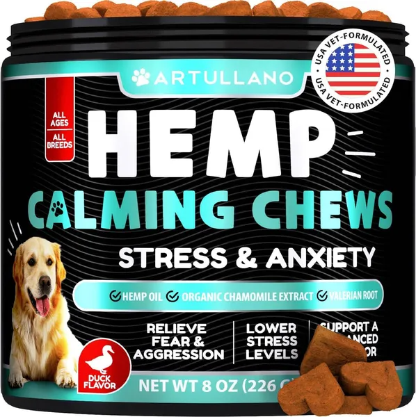 Chews de Hemp para Calmar a Perros - Suplementos Naturales para Reducir Ansiedad y Estrés Canino con Aceite de Hemp, Jengibre y Valeriana para Salud y Bienestar — imagen 1