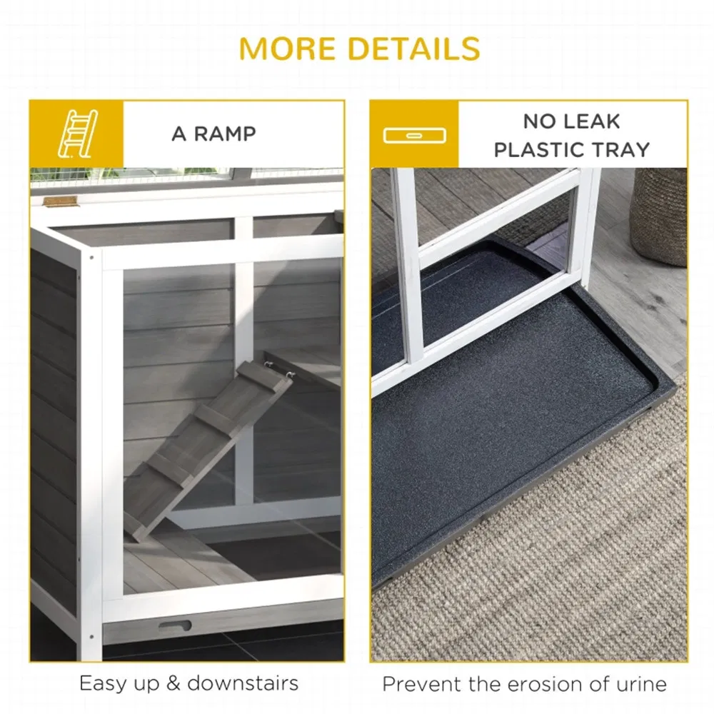 Pet cage /Wood Rabbit Hutch-Gray — imagen 2