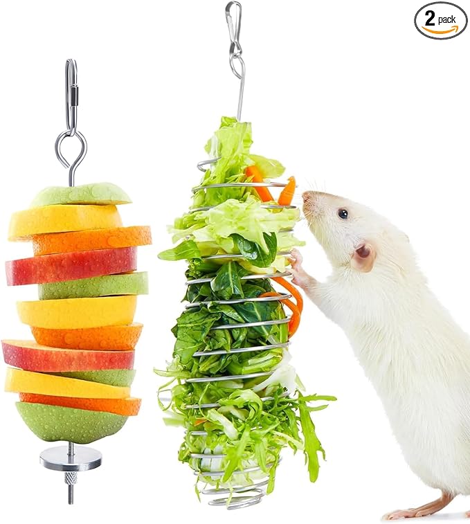 2-Piece Rat Enrichment Toys, Stainless Steel Fruit And Vegetable Holder For Small Animals — image 1