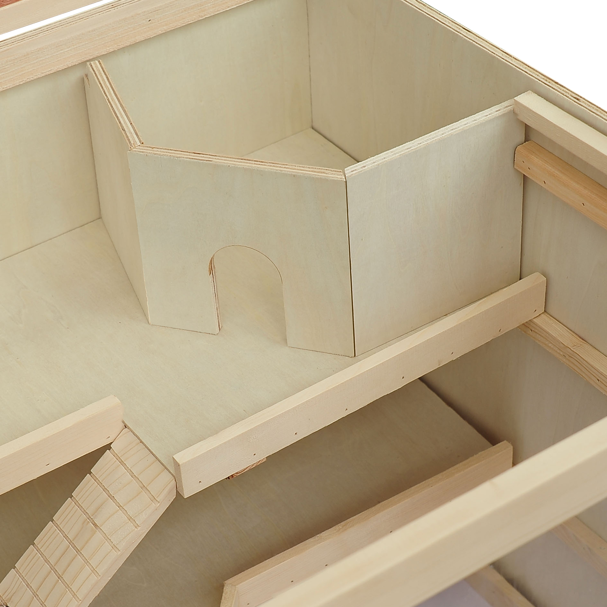 Caja para Hámsters de 3 Niveles en Madera Gran Espacio para Ratones y Roedores Juguetes y Actividad — imagen 4