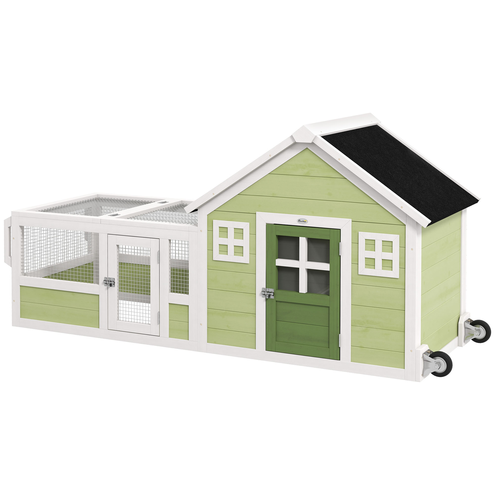 Casa para Conejos con Techo de Asfalto, Manija, Ruedas, Multicolor — imagen 3