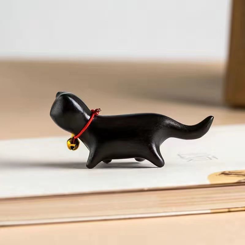 Sandalwood Kitten Ornaments Cute Hippo Mini Wooden Cat Play — image 18