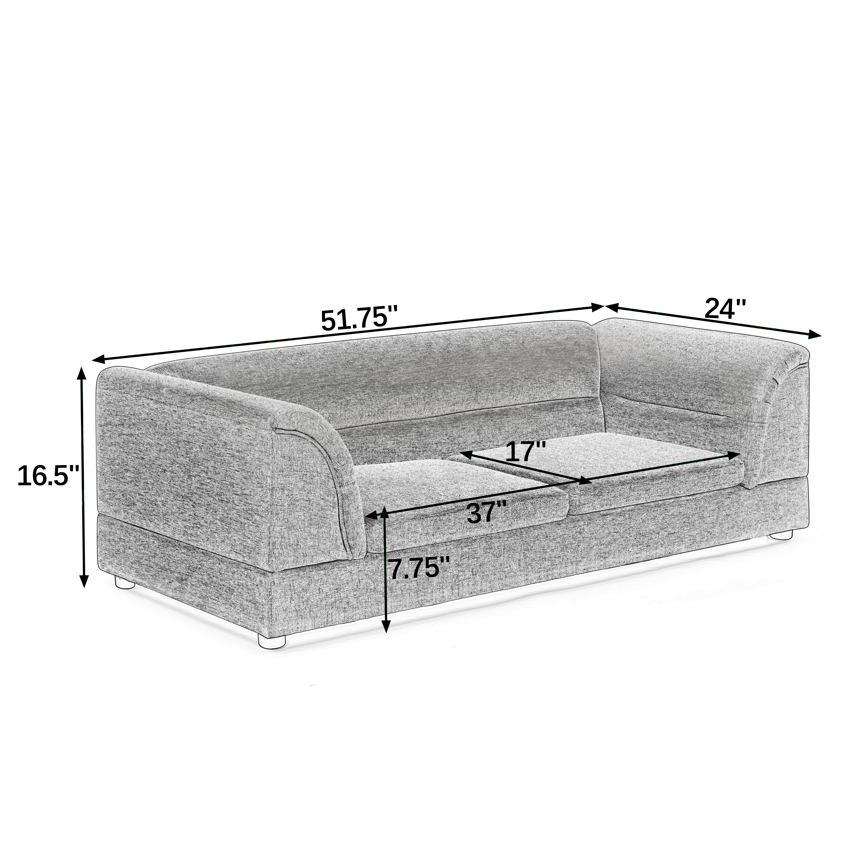Silla de Comodidad para Mascotas Grande, Sofá Rectangular con Brazo Curvo en Tela de Lino para Perros Grandes - GRIS CLARO X — imagen 11