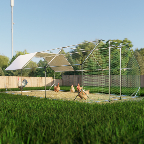 Gallinero Grande de Metal Galvanizado de 10 x 20 Pies, Jaula Transitable, Corral para Aves de Corral, Conejera, Casa para Gallinas — imagen 1