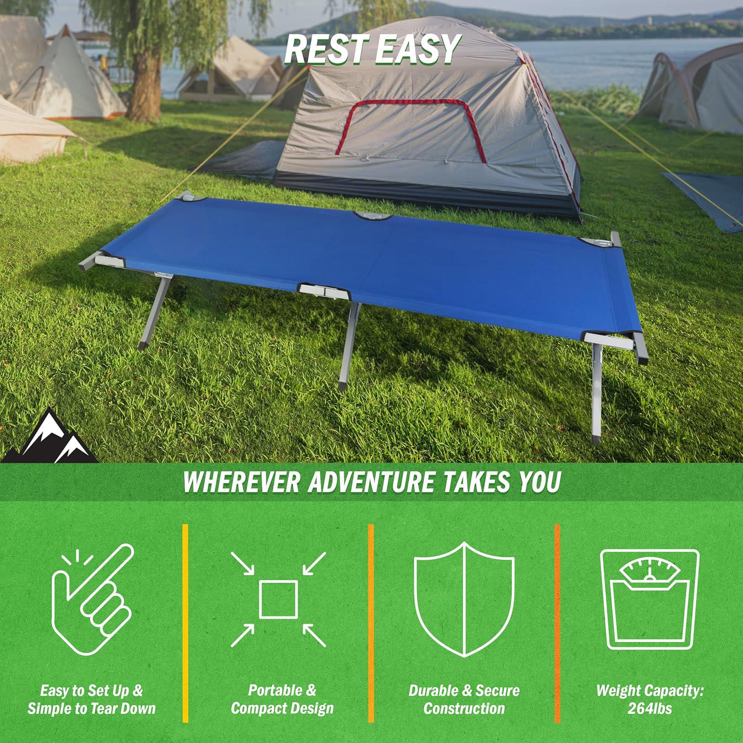 Cama de Marcha para Camping Al Aire Libre, Cama Portátil Ligera, Colchón de Camping Portátil con Bolsa Portátil Azul para Adultos — imagen 8