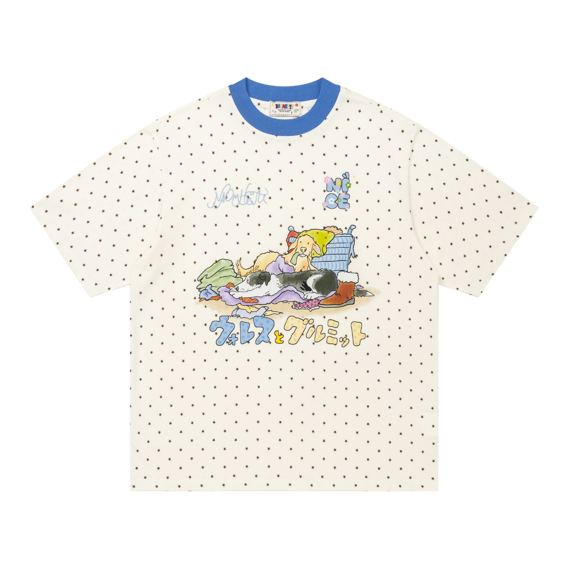 Ilustración de Perros en Onda Punto Camiseta Corta Manga — imagen 1