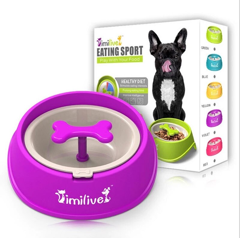 Rotary Anti Choke Pet Feeder dog Slow Eating Drink Bowl Bone Shaped Prevent Gluttony Obesity Anti-skid Pet Supply sport dish — image 12