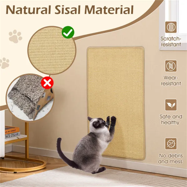 Paquete de 2 Tapetes Rascadores de Sisal Natural para Gatos de 32"x20", Almohadillas Multifuncionales para Descansar y Jugar Para Hogares con Varios Gatos — imagen 5
