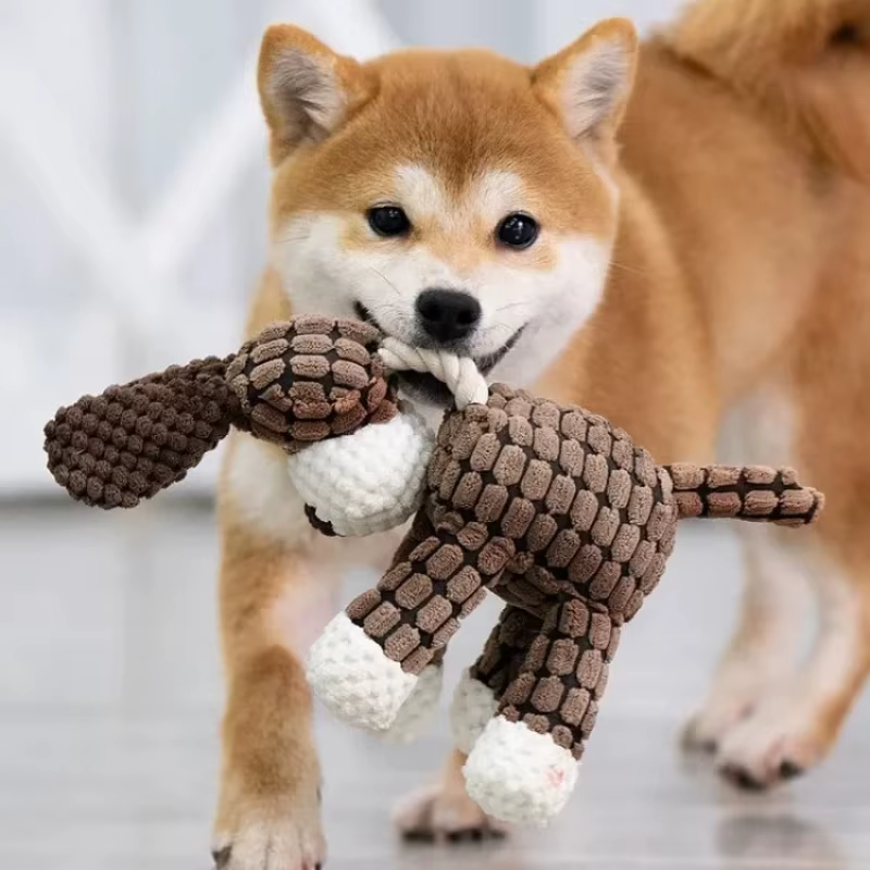 Peluche Juguetes de Mordisqueo Interactivos para Perros Pequeños con Diseño Burro Adorables Sonido Escandaloso para Entrenamiento y Estimulación Mental — imagen 5