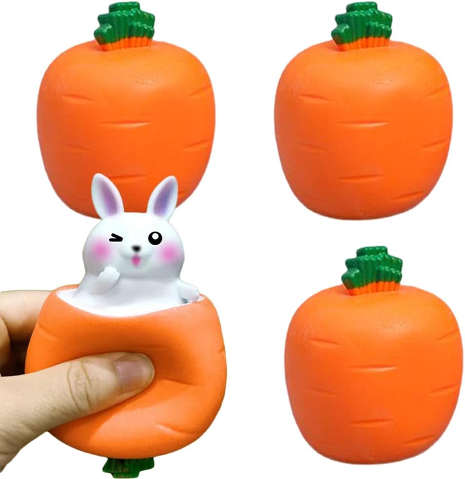 4 Pack Stress Balls Bunny Squeeze Ball Carrot Rabbit Stress Toy Sensory Pressure Toys For ADD ADHD OCD Birthday Easter Party Favors — image 1