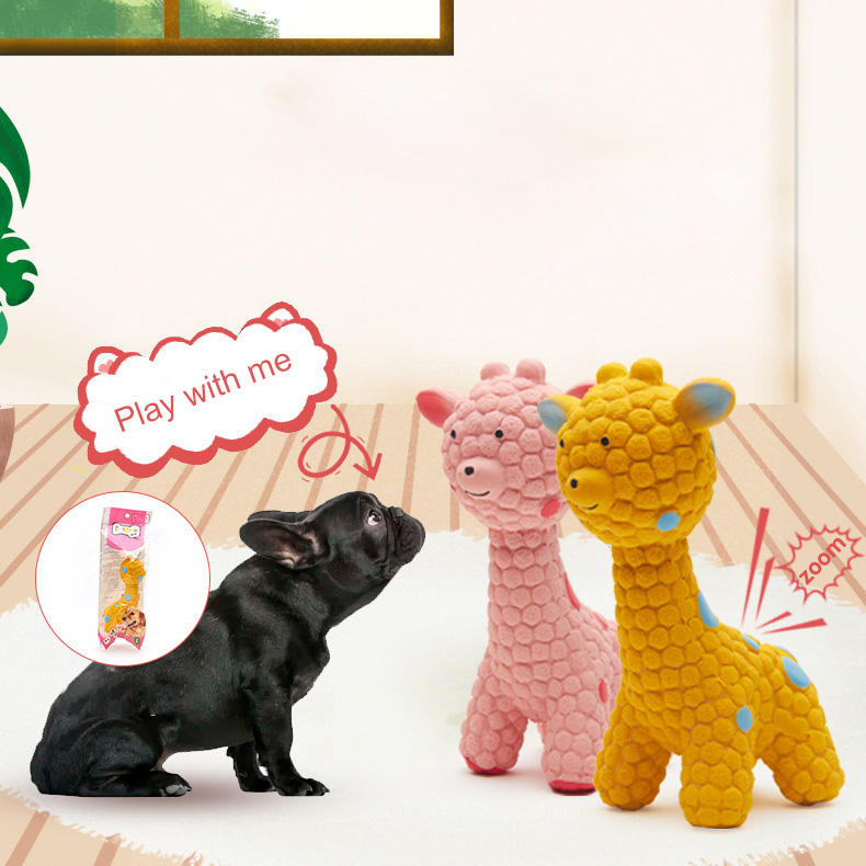 Latex pink deer yellow deer puppy interaction — image 6