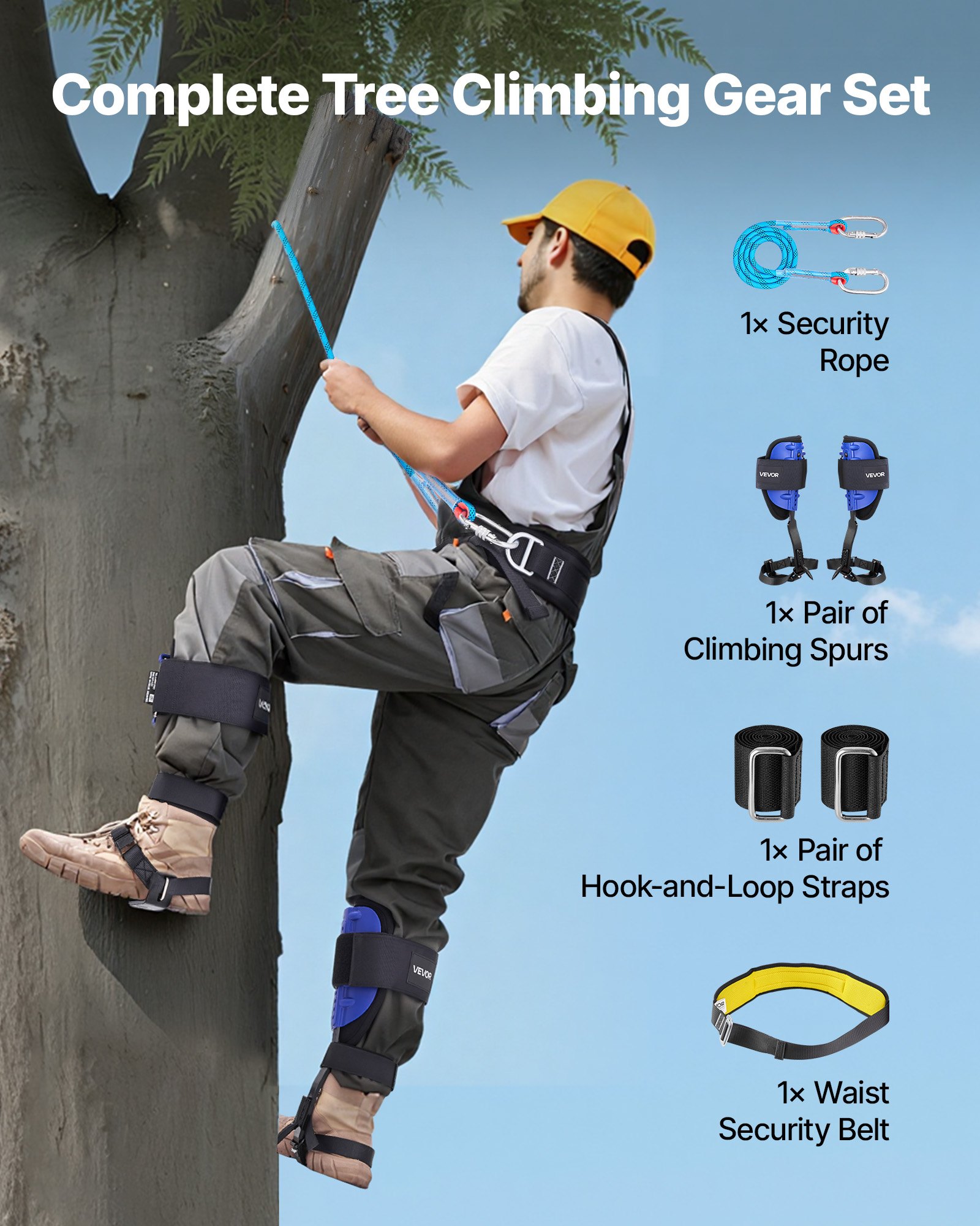 Conjunto de Espuelas para Trepar Árboles con Ajuste de Altura y Cinturón de Seguridad, Capacidad de 350 lbs, Acero Pesado para Equipamiento Arborístico de Alta Resistencia — imagen 3