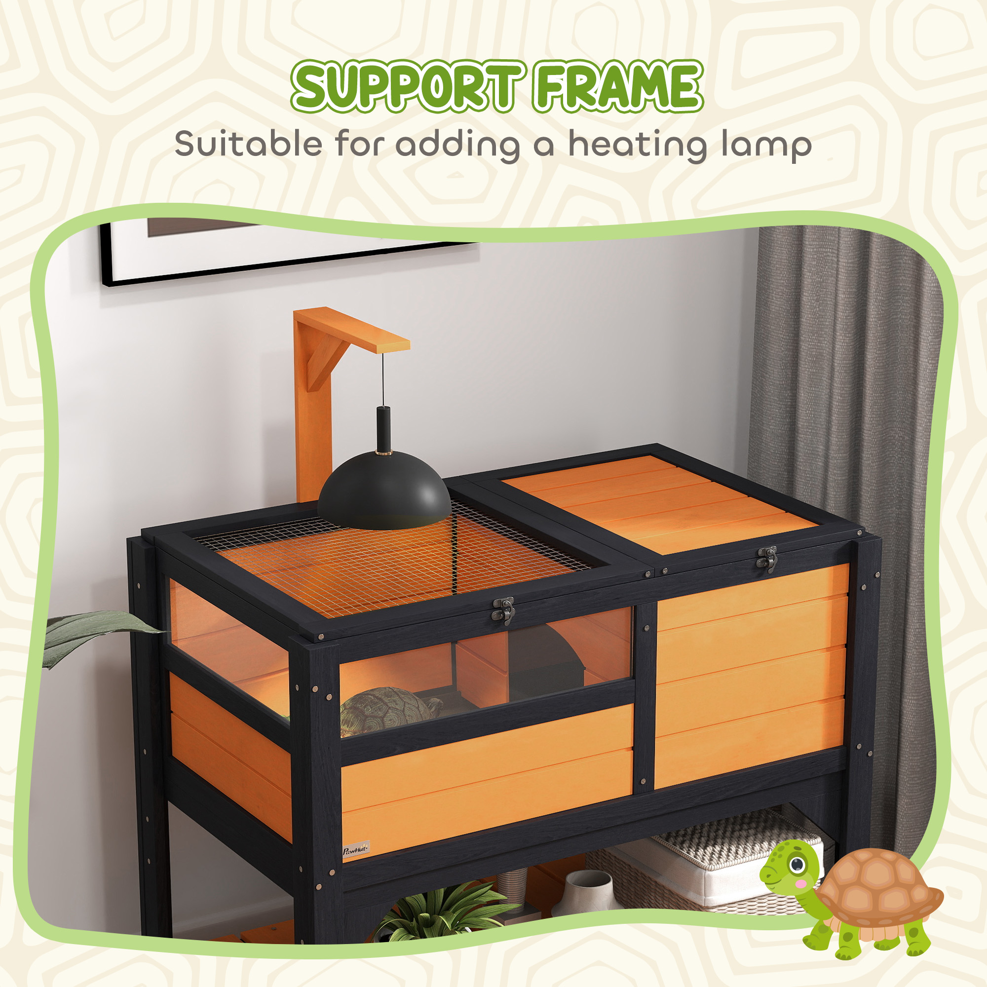 Tortoise Habitat With Shelf Storage Tortoise Gift Accessory With Weather Protection For Indoor, Yellow — imagen 4