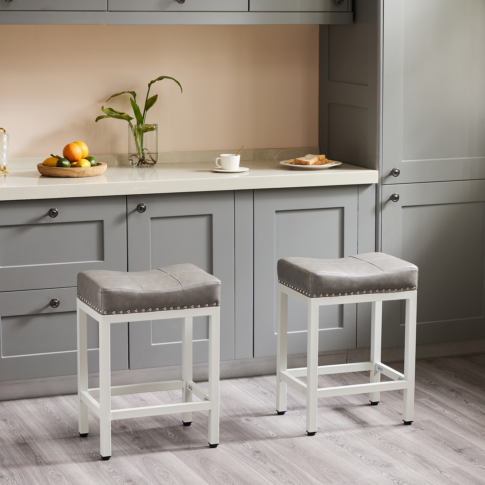 Saddle Bar Stool Kitchen Stools, Sturdy Steel Frame — image 6