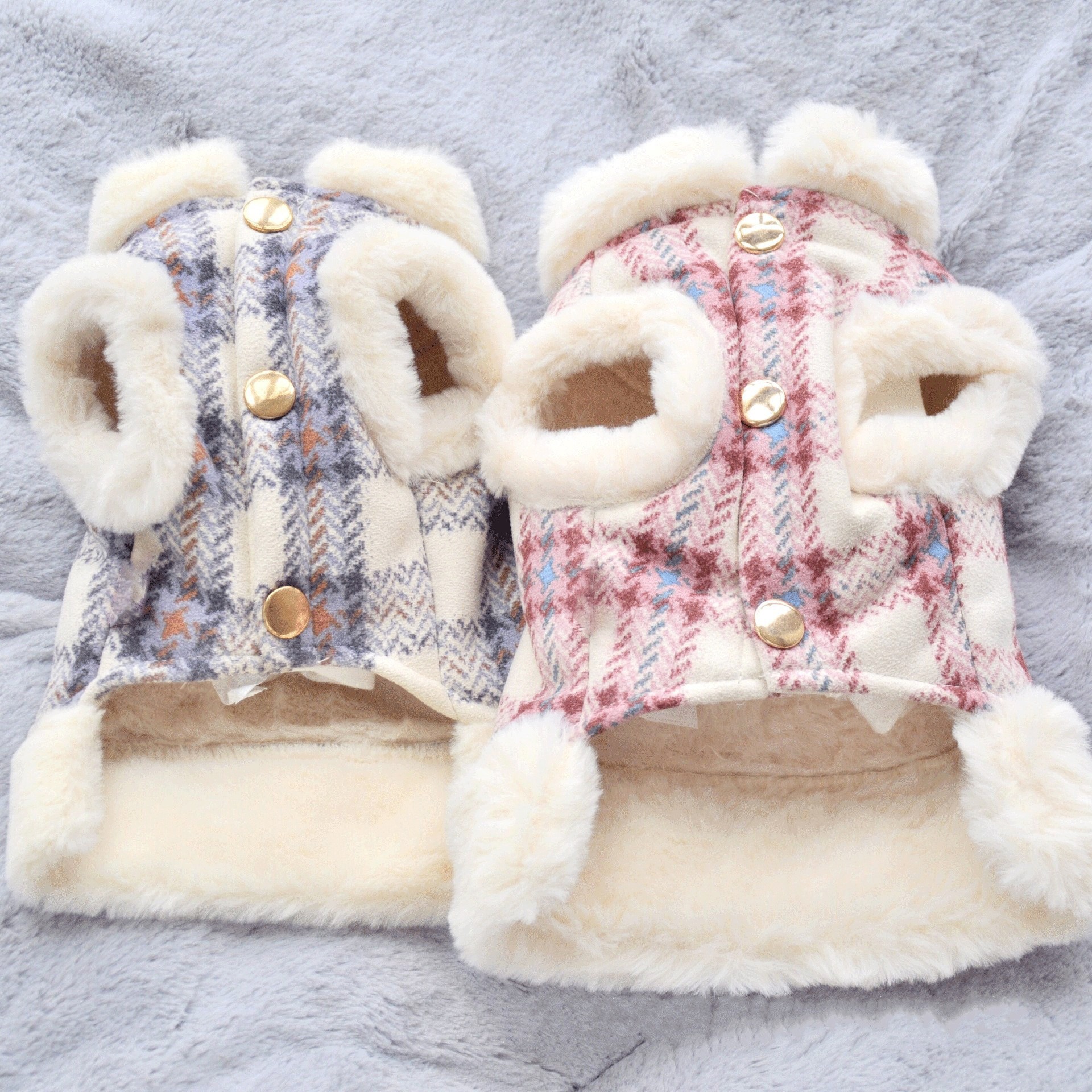 Dog Clothing Warm and Fluffy In Autumn and Winter Can Be Pulled Vest Teddy Bear Small Dog Cat Pet Clothing — image 1