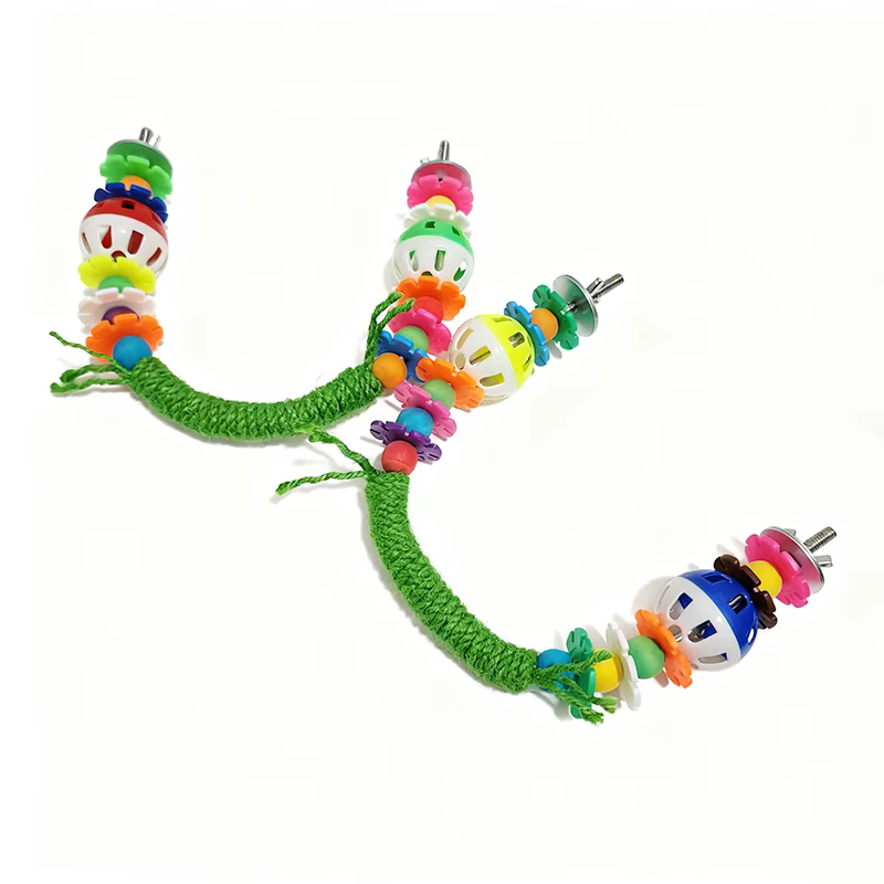 Juguetes de Colgar para Pájaros Coloridos con Campana y Cuerdas - Accesorios para Canarios, Budgies y Periquitos — imagen 3