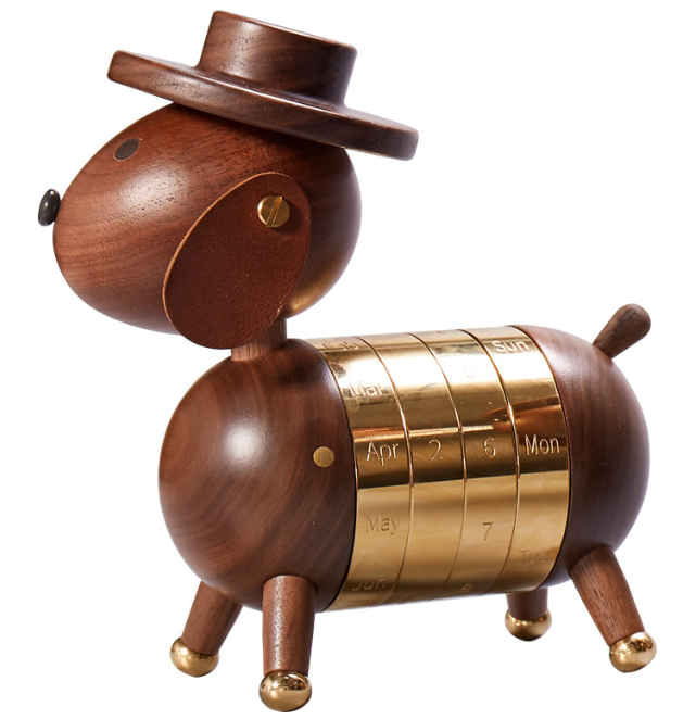 Regalo Artístico Creativo, Decoración Europea para el Hogar, Artesanía en Madera, Calendario de Perro Caballero — imagen 2