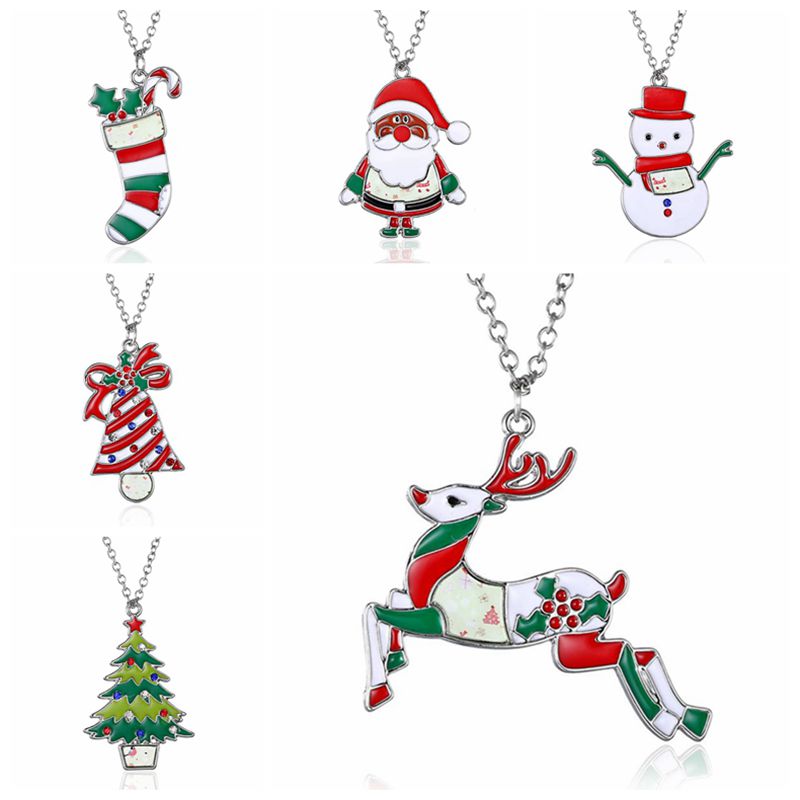 Collar de Navidad Rinhoo con Enamel y Diseño de Ositos, Ciervos y Árboles de Navidad Pendiente de Cuello Regalo de Año Nuevo — imagen 1