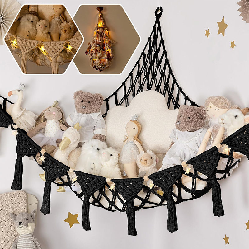 Space-Saving Toy Hammock, Decorative Woven Net to Organize Giant Stuffed Animals in Bedroom — image 3