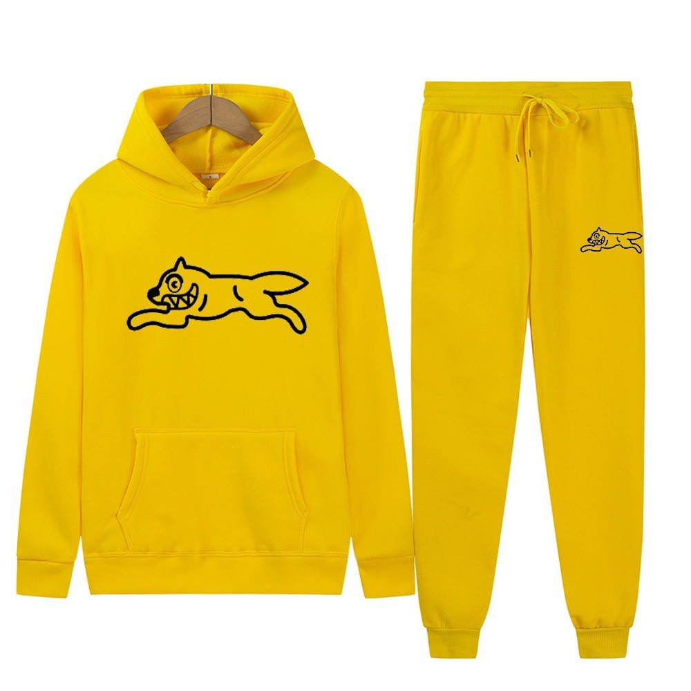 Dog Print Tracksuit Men's Set Fleece Two-Piece Loose Hooded Sweatshirt Pants Set — image 9