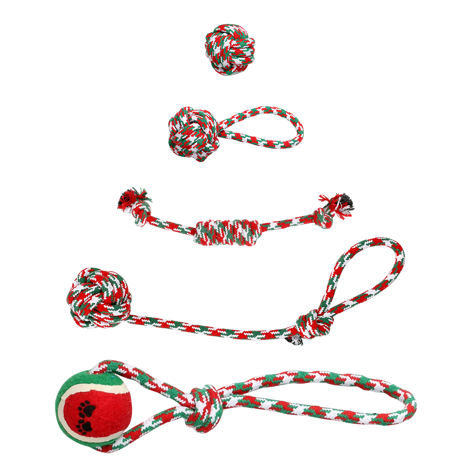 Conjunto de 5 Piezas de Juguetes de Cuerda Navideños para Perros - Interactivos y Seguros — imagen 3
