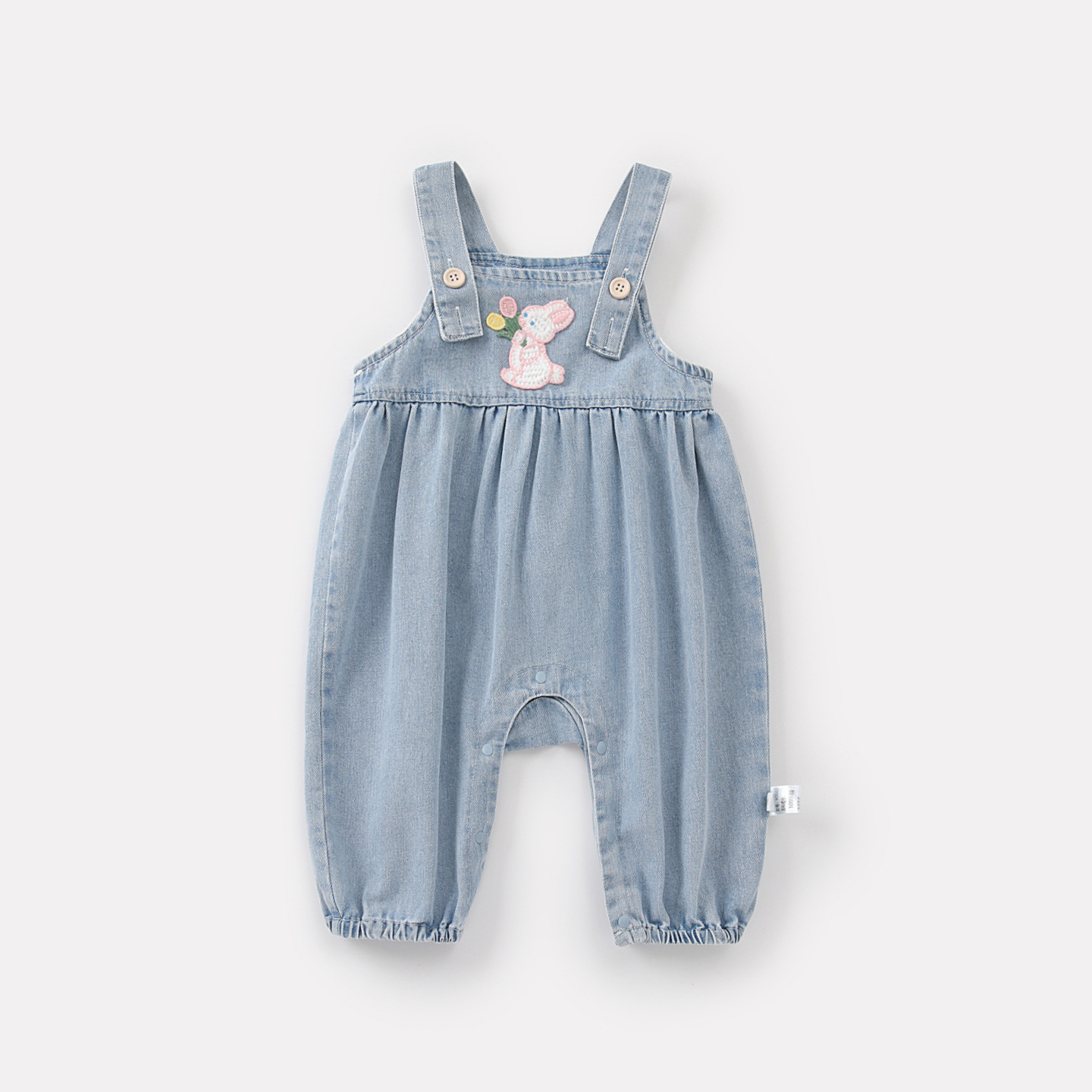 Rabbit Ears Overalls Set, Baby Girl Ruffled Shirt Bodysuit Two-Piece Outfit — image 7