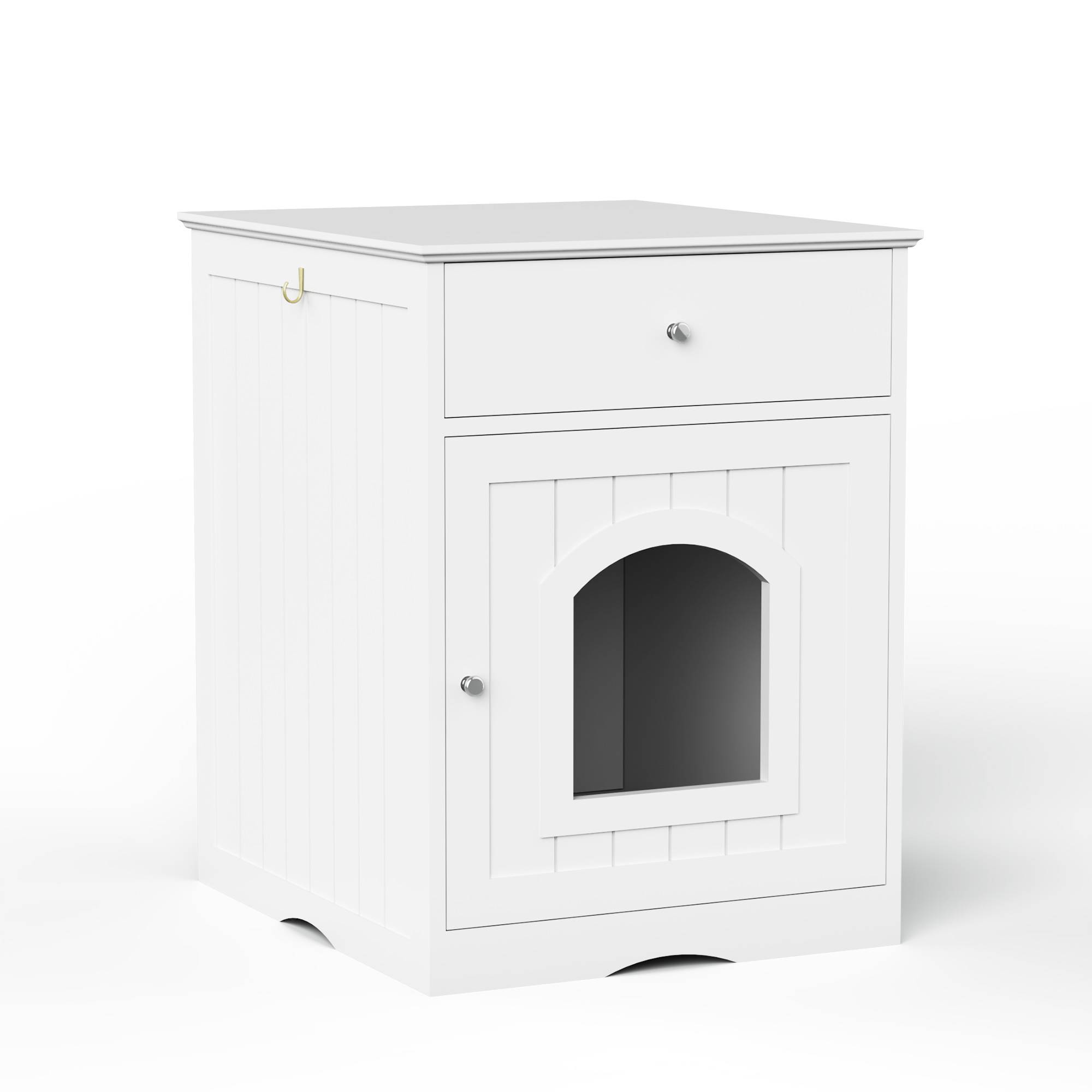 Wooden Pet House Cat Litter Box Enclosure With Drawer Side Table Cat Home Nightstand — image 1